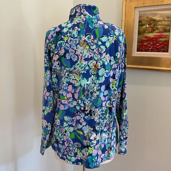 Lilly Pulitzer Skipper Popover‎ Blue Grotto Twilight Tropics UPF 50+ Size XL - Picture 7 of 12